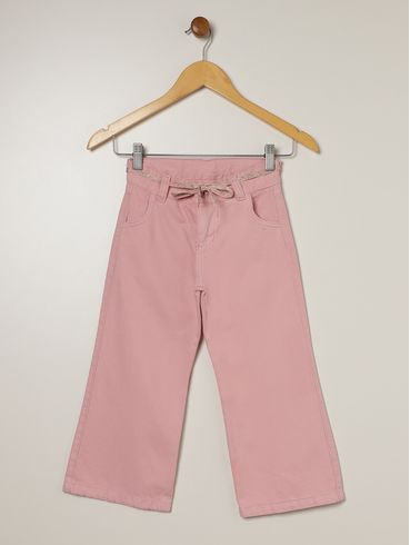 Calça Sarja Wide Leg Infantil Para Menina - ROSA