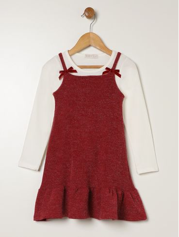 Vestido Infantil Para Menina - BORDO