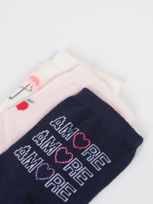 Kit com 03 Meias Selene Femininas BEGE/MARINHO/ROSA