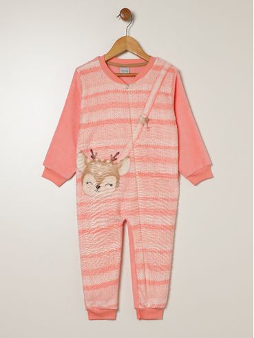 Pijama Longo Infantil Para Menina - CORAL