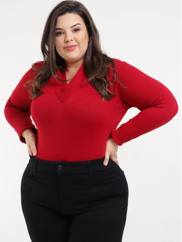 Suéter Plus Size Feminino Vermelho