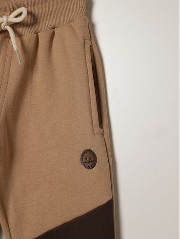 Calça Moletom Infantil Para Menino - BEGE/MARROM