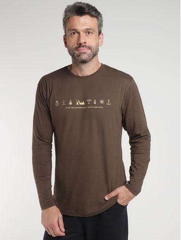 Camiseta Manga Longa Masculina MARROM