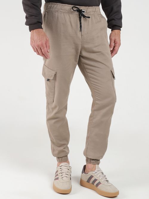 Calça Sarja Jogger Bolso Cargo Masculina MARROM