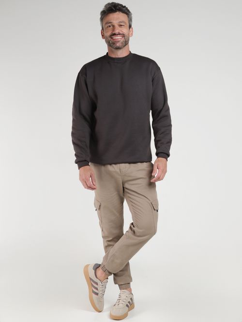 Calça Sarja Jogger Bolso Cargo Masculina MARROM