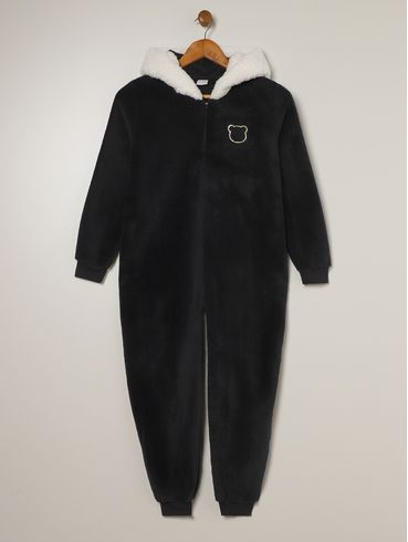 Pijama Longo Infantil Para Menina - PRETO