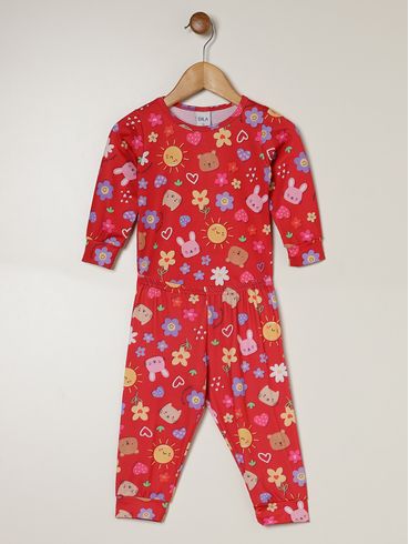 Pijama Longo Térmico Infantil Para Bebê - VERMELHO