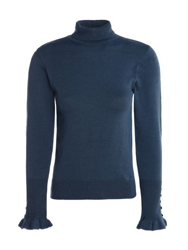 Blusa Tricot Manga Longa Feminina AZUL