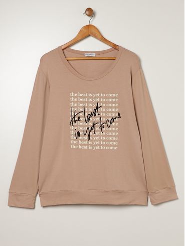Blusa Manga Longa Plus Size Feminina BEGE