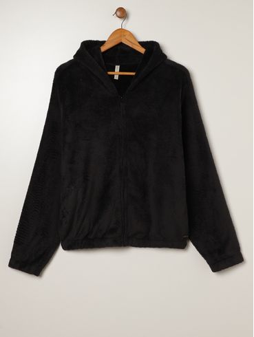 Jaqueta Com Capuz Plus Size Feminina PRETO