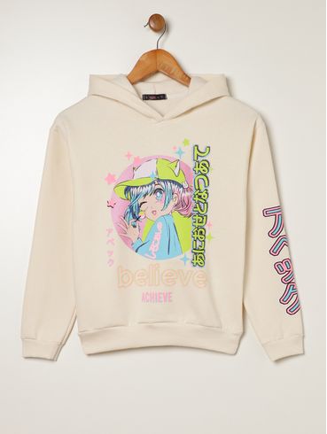 Moletom Vels Juvenil Para Menina - BEGE