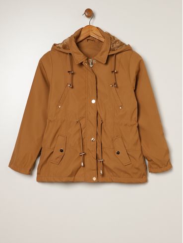 Casaco Parka Juvenil Para Menina - MARROM