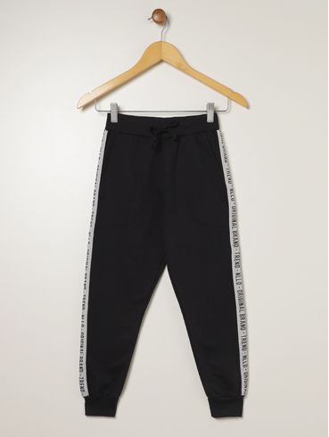 Calça Moletom Com Punho juvenil Para Menino - PRETO