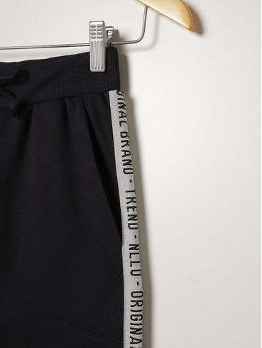 Calça Moletom Com Punho juvenil Para Menino - PRETO