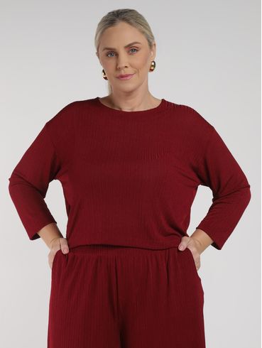 Blusa Manga 3/4 Autentique Plus Size Feminina BORDO