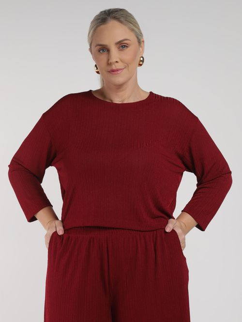 Blusa Manga 7/8 Autentique Plus Size Feminina BORDO