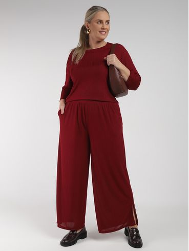 Blusa Manga 3/4 Autentique Plus Size Feminina BORDO
