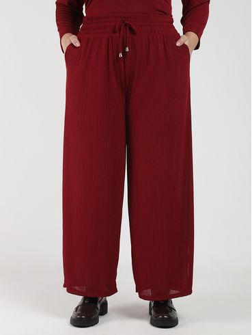 Calça Wide Leg Autentique Plus Size Feminina VINHO