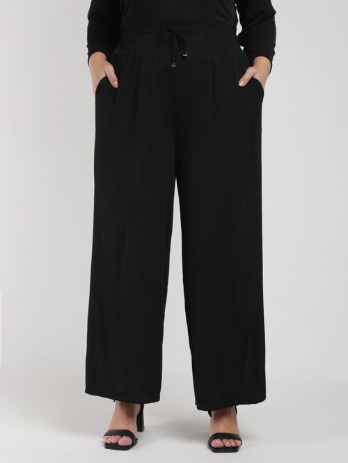 Calça Wide Leg Autentique Plus Size Feminina PRETO