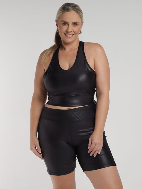 Top Fitness Cirrê Nadador Vels Plus Size Feminino PRETO