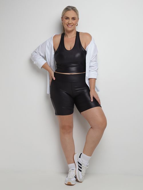 Top Fitness Cirrê Nadador Vels Plus Size Feminino PRETO