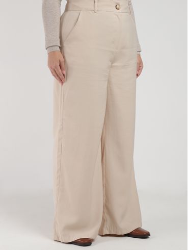 Calça Alfaiataria Pantalona Plus Size Feminina AREIA