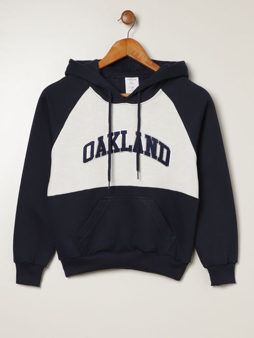 Moletom Com Capuz Juvenil Para Menino - MARINHO/OFF WHITE