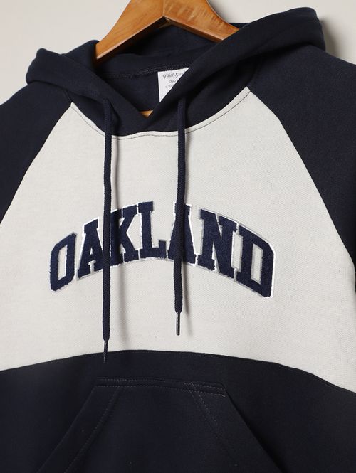 Moletom Com Capuz Juvenil Para Menino - MARINHO/OFF WHITE