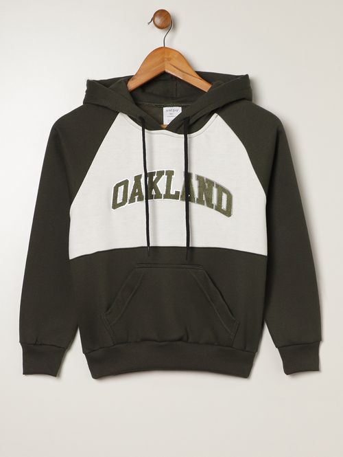 Moletom Com Capuz Juvenil Para Menino - VERDE/OFF WHITE