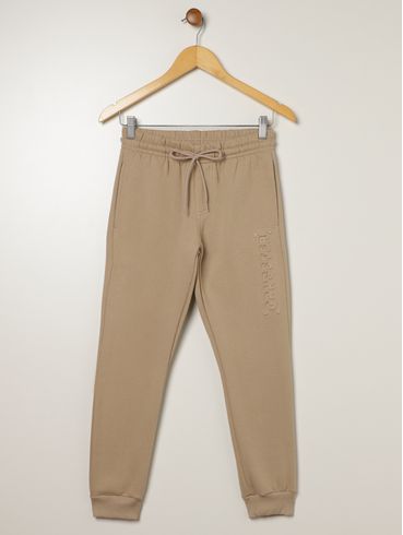 Calça Moletom Com Punho Juvenil Para Menino - BEGE