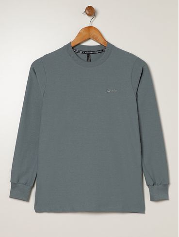 Camiseta Manga Longa Juvenil Para Menino - CINZA