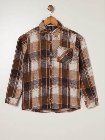 Camisa Flanela Juvenil Para Menino - AREIA