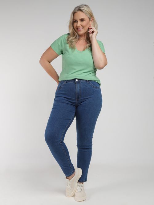 Calça Jeans Cigarrete Plus Size Feminina AZUL