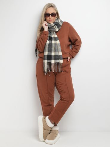 Calça Moletinho Reta Autentique Plus Size Feminina MARROM