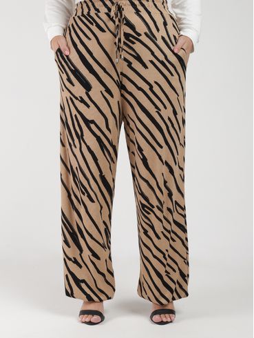 Calça Wide Leg Autentique Plus Size Feminina MARROM