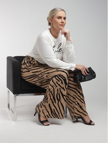 Calça Wide Leg Autentique Plus Size Feminina MARROM
