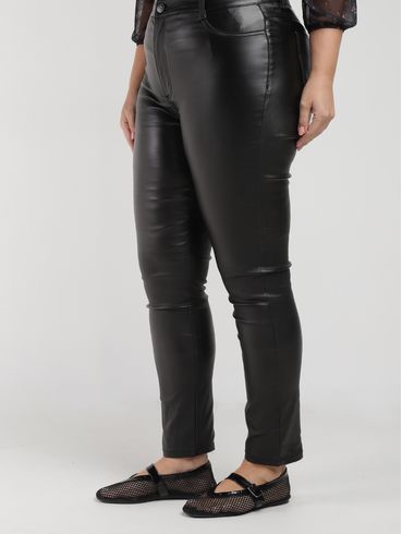 Calça Resinada Cigarrete Sawary Plus Size Feminina PRETO