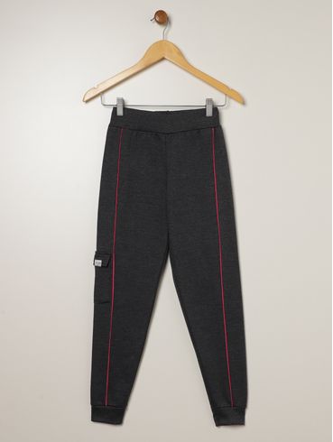 Calça Moletom Jogger Juvenil Para Menina - MESCLA ESCURO