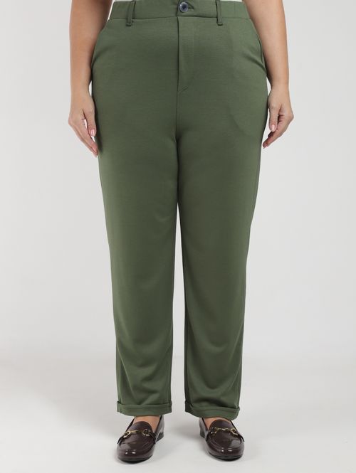 Calça Reta Autentique Plus Size Feminina VERDE