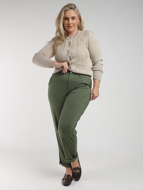Calça Reta Autentique Plus Size Feminina VERDE