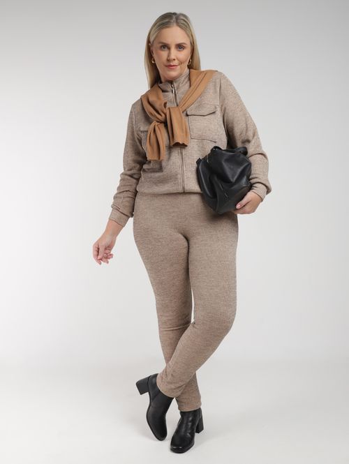 Calça Reta Plus Size Feminina BEGE