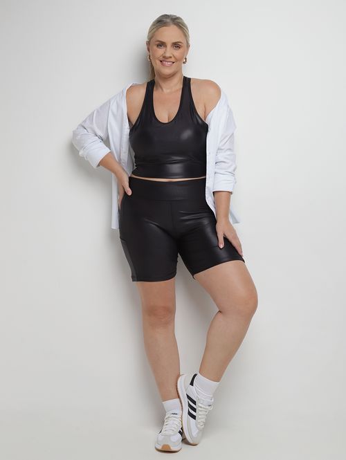 Bermuda Cirrê Vels Plus Size Feminina PRETO