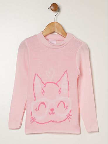 Blusão Tricot Infantil Para Menina - ROSA CLARO