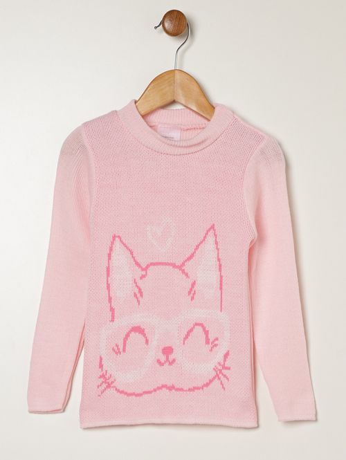 Blusão Tricot Infantil Para Menina - ROSA CLARO