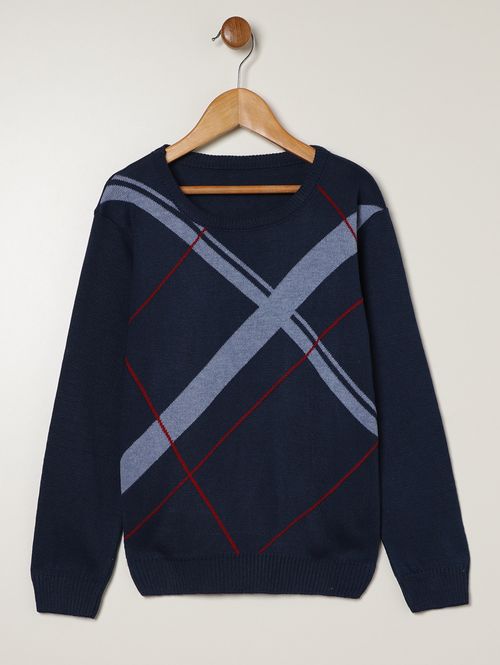 Blusão Tricot Juvenil Para Menino - MARINHO/AZUL/VERMELHO