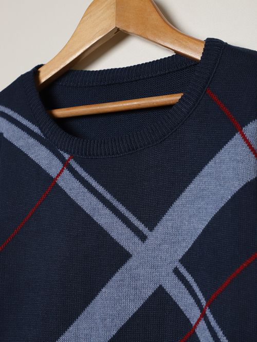 Blusão Tricot Juvenil Para Menino - MARINHO/AZUL/VERMELHO