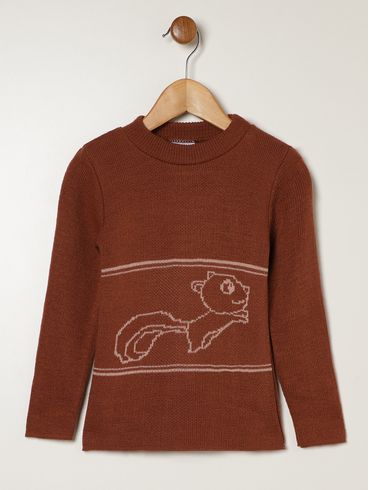 Blusão Tricot Infantil Para Menino - MARROM