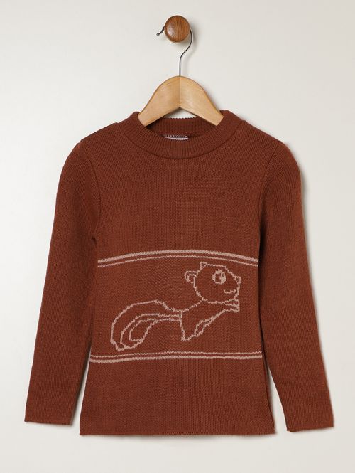Blusão Tricot Infantil Para Menino - MARROM