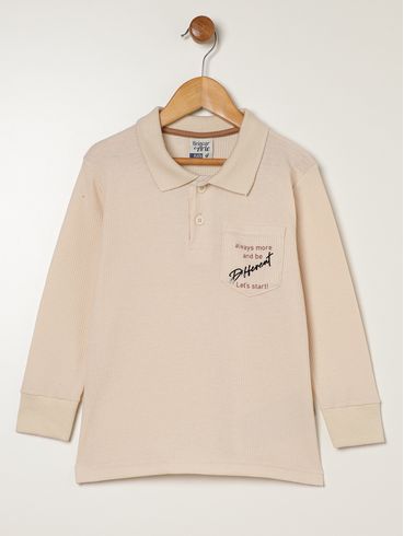 Polo Manga Curta Infantil Para Menino - OFF WHITE