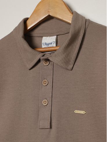 Polo Manga Longa Infantil Para Menino - CAQUI